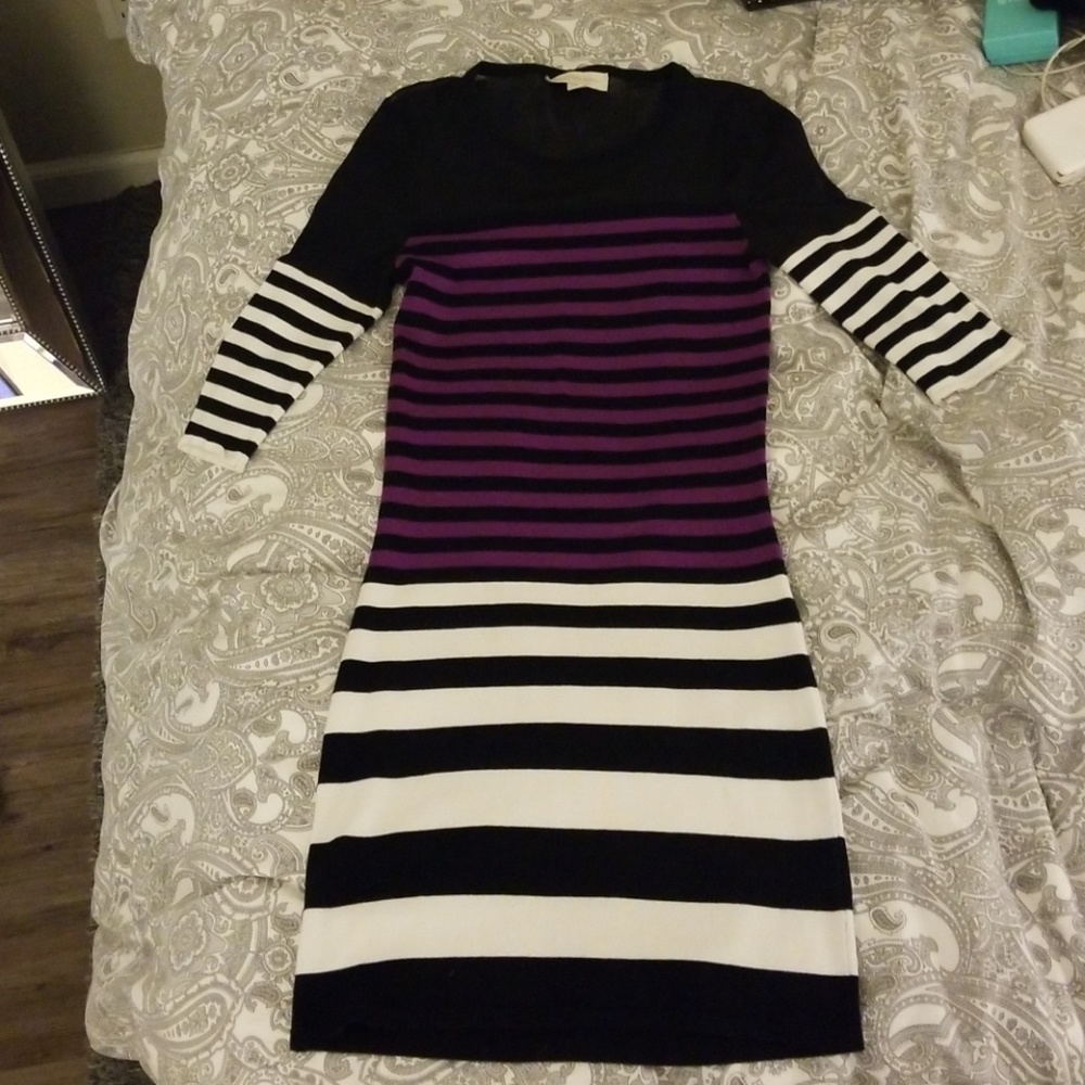 Sheer Top Sweater Striped Dress